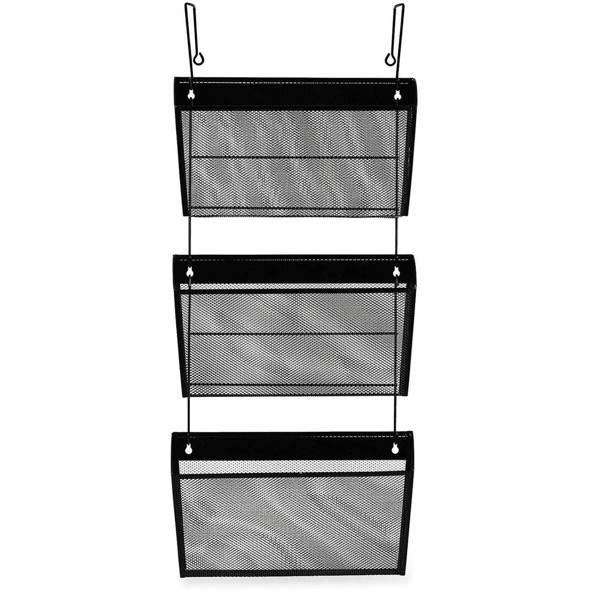 Universal Hanging Organizer - 3 Pocket(s) - 8.50" Height x 14.13" Width x 3.38" Depth - Black - Wire Mesh - 3 Set