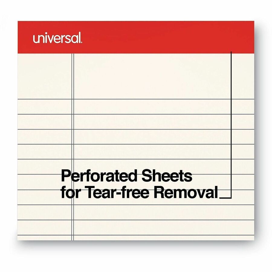Universal Notepad - 1 Subject(s) - 50 Sheets - Tape Bound - Wide Ruled, Legal Ruled Front Ruling - 16 lb Basis Weight - 11" Height x 8.5" Width - Ivory Paper - Chipboard Cover - 1 Dozen