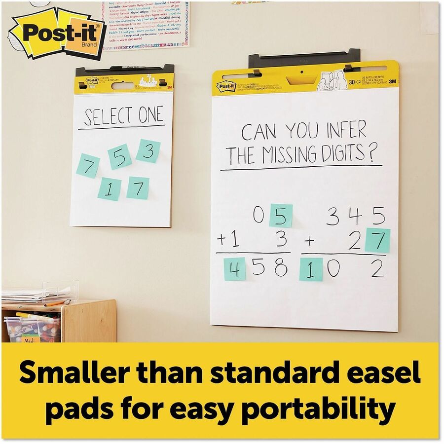 Post-it&reg; Super Sticky Easel Pad - 20 Sheets - White Paper - Super Sticky, Portable, Self-stick, Resist Bleed-through, Removable, Sturdy Back - Recycled - 1 Each