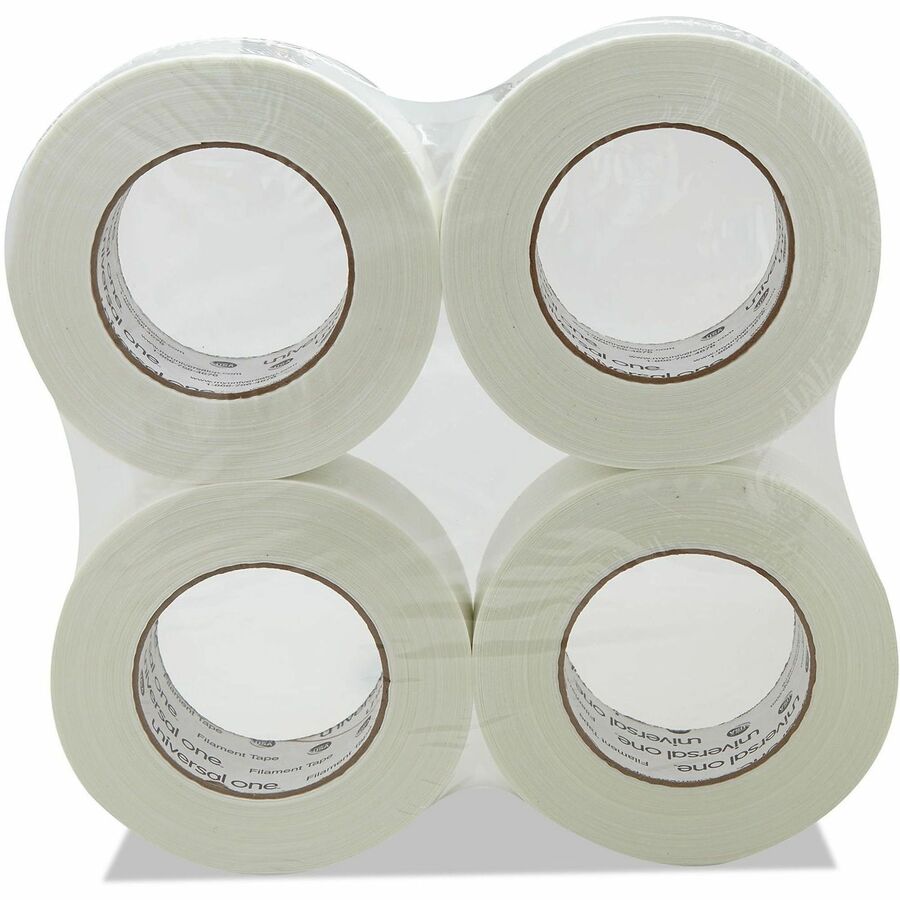 Universal 350# Premium Filament Tape, 3" Core, 48 mm x 54.8 m, Clear - 59.93 yd Length x 1.89" Width x 7.4 mil Thickness - 3" Core - Clear - Synthetic Rubber - Plastic Backing - 1 Roll