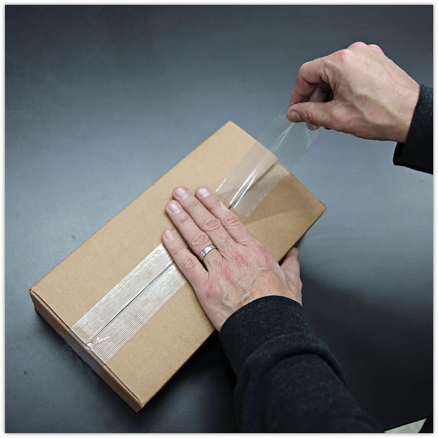 Universal 120# Utility Grade Filament Tape, 3" Core, 48 mm x 54.8 m, Clear - 59.93 yd Length x 1.89" Width x 4.3 mil Thickness - 3" Core - Clear - Synthetic Rubber - Plastic Backing - 1 Roll