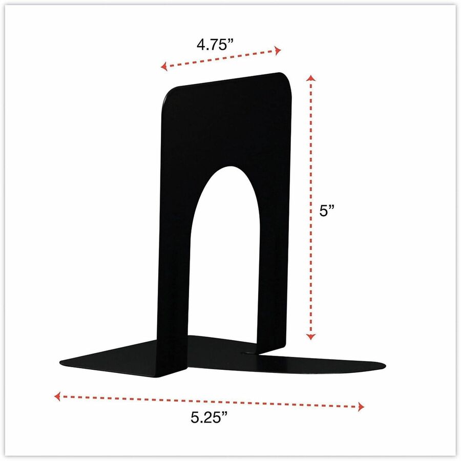 Universal Economy Bookends, 4.75 x 5.25 x 5, Heavy Gauge Steel, Black, Pair - 5" Height x 4.75" Width x 5.25" Depth - Rounded Corner - Black - Steel, Metal - 1 Pair