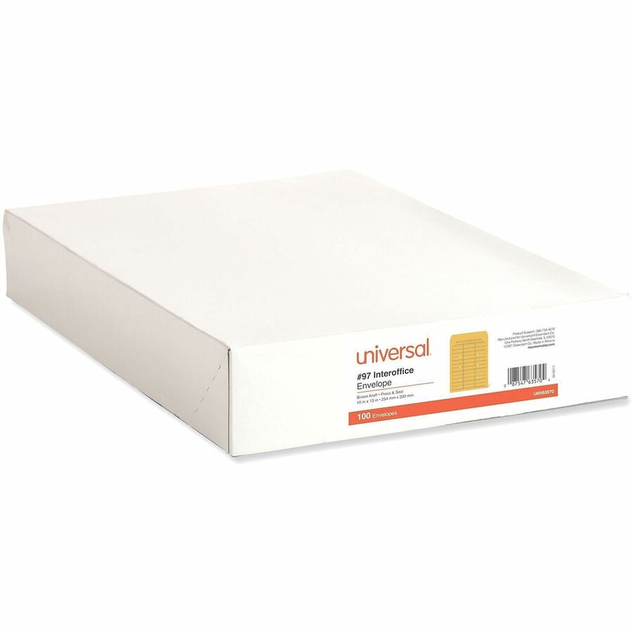 Universal Envelope - Interoffice - #97 - 28 lb - Self Adhesive - Brown Kraft - Kraft Paper - 100 / Box