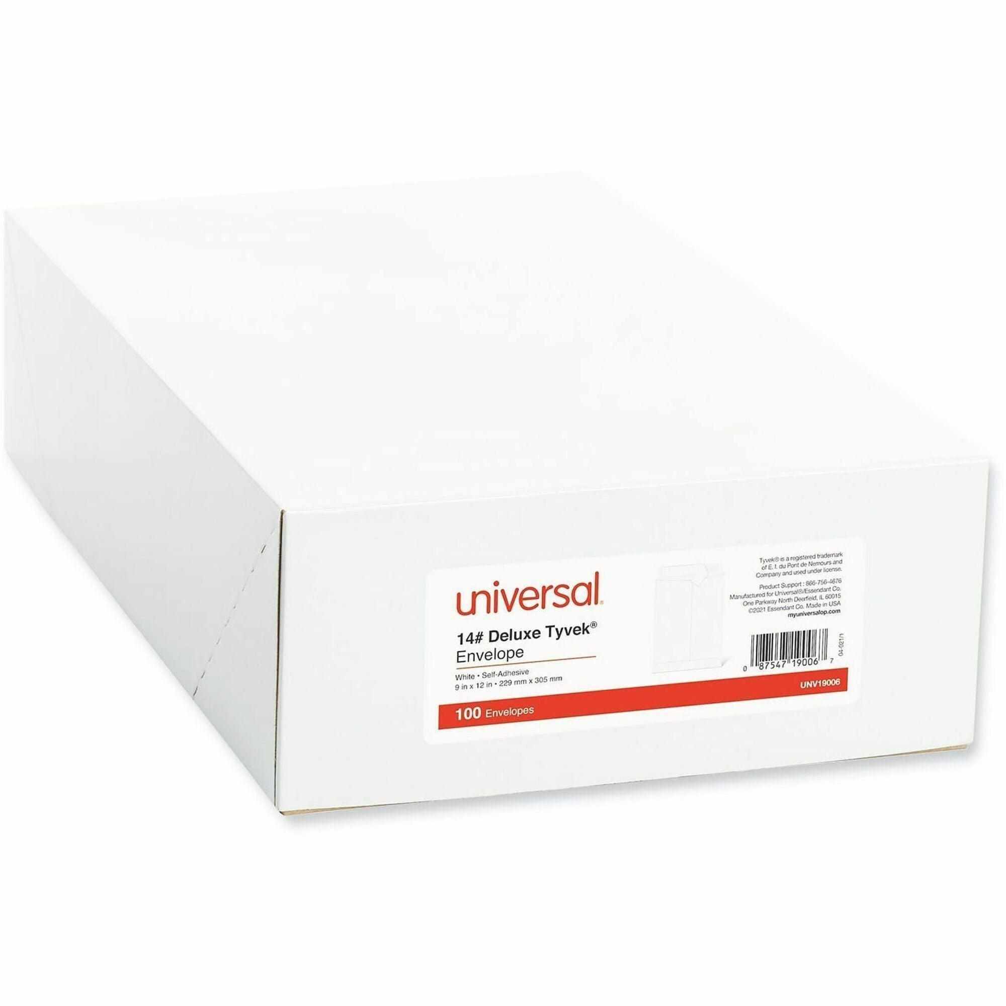Universal Envelope - Catalog - #10 1/2 - 14 lb - Self Adhesive - White - Tyvek - 100 / Box