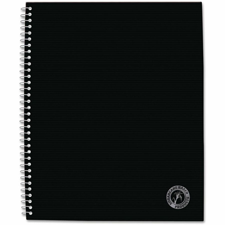 Universal Notebook - 1 Subject(s) - 100 Sheets - Spiral - Medium Ruled, College Ruled Front Ruling - 15 lb Basis Weight - 11" Height x 8.5" Width - White Paper - Black Bagasse Cover