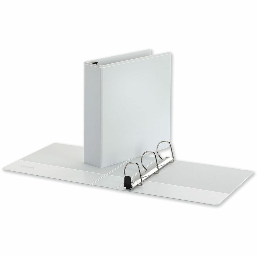 Universal Deluxe Easy-to-Open D-Ring View Binder, 3 Rings, 2" Capacity, 11 x 8.5, White - 2" Binder Capacity - Letter - 8 1/2" x 11" Sheet Size - 565 Sheet Capacity - 3 Ring(s) - Fastener(s): Ring - Pocket(s): 2, Inside Front & Back - Polypropylene - W...