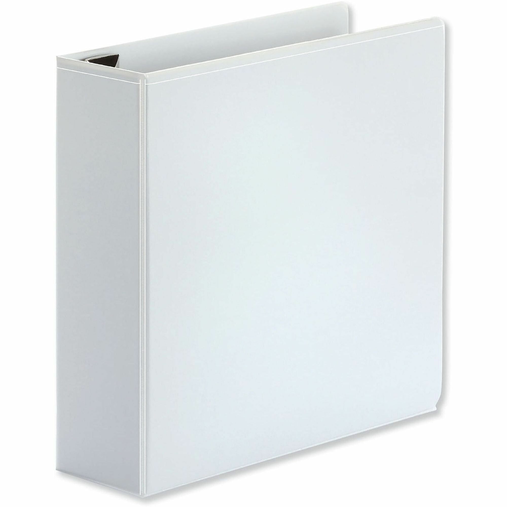Universal Deluxe Easy-to-Open D-Ring View Binder, 3 Rings, 3" Capacity, 11 x 8.5, White - 3" Binder Capacity - Letter - 8 1/2" x 11" Sheet Size - 650 Sheet Capacity - 3 Ring(s) - Fastener(s): Ring - Pocket(s): 2, Inside Front & Back - Polypropylene - W...