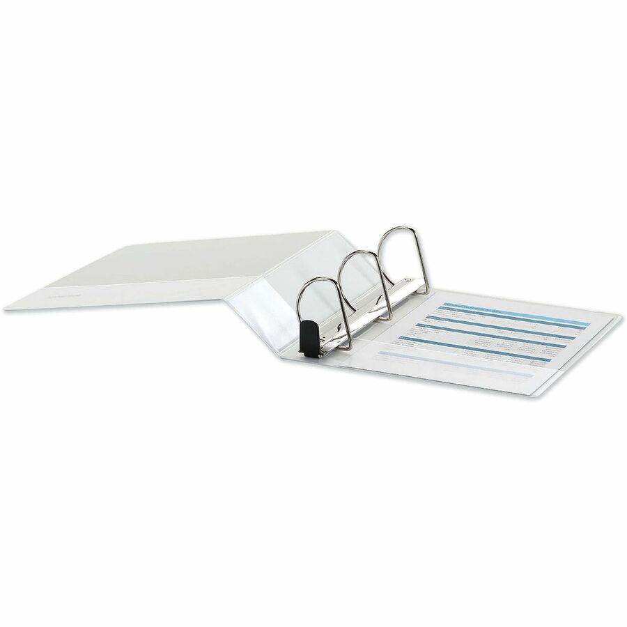 Universal Deluxe Easy-to-Open D-Ring View Binder, 3 Rings, 3" Capacity, 11 x 8.5, White - 3" Binder Capacity - Letter - 8 1/2" x 11" Sheet Size - 650 Sheet Capacity - 3 Ring(s) - Fastener(s): Ring - Pocket(s): 2, Inside Front & Back - Polypropylene - W...