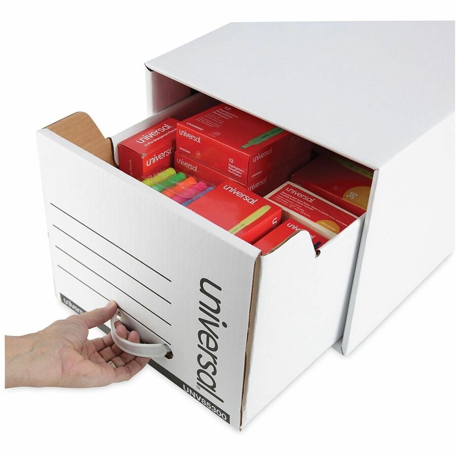 Universal Heavy-Duty Storage Drawers, Letter Files, 14" x 25.5" x 11.5" , White, 6/Carton - Internal Dimensions: 12.50" Width x 23.50" Depth x 10.25" Height - External Dimensions: 14" Width x 25.5" Depth x 11.5" Height - Media Size Supported: Letter - ...