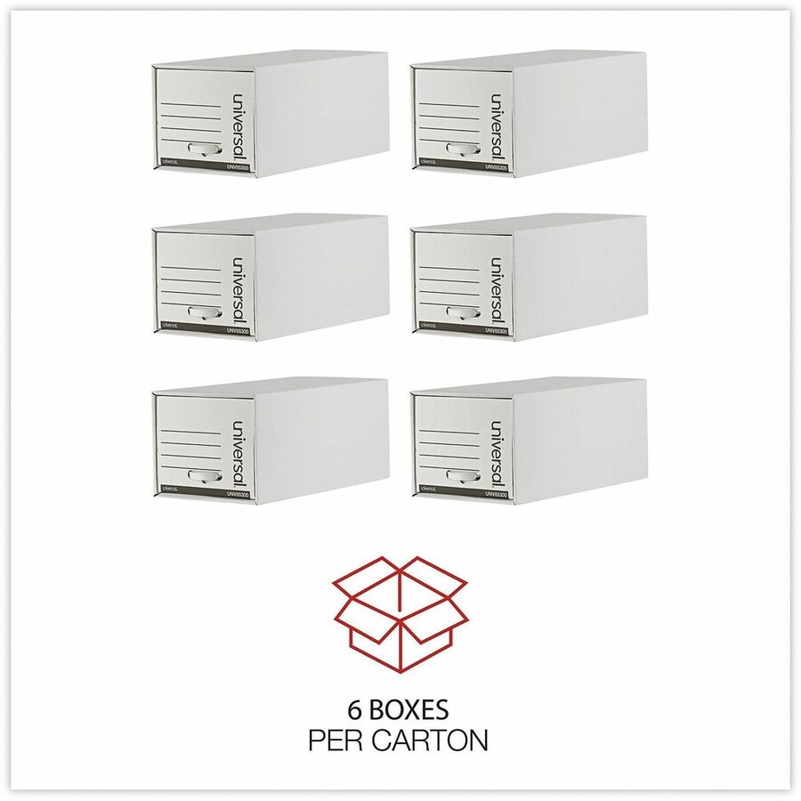 Universal Heavy-Duty Storage Drawers, Letter Files, 14" x 25.5" x 11.5" , White, 6/Carton - Internal Dimensions: 12.50" Width x 23.50" Depth x 10.25" Height - External Dimensions: 14" Width x 25.5" Depth x 11.5" Height - Media Size Supported: Letter - ...