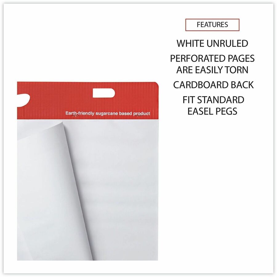 Universal Easel Pad - 1 Subject(s) - 50 Sheets - Tape Bound - Unruled Front Ruling - 15 lb Basis Weight - 34" Height x 27" Width - White Paper - Cardboard Cover - 2 / Carton