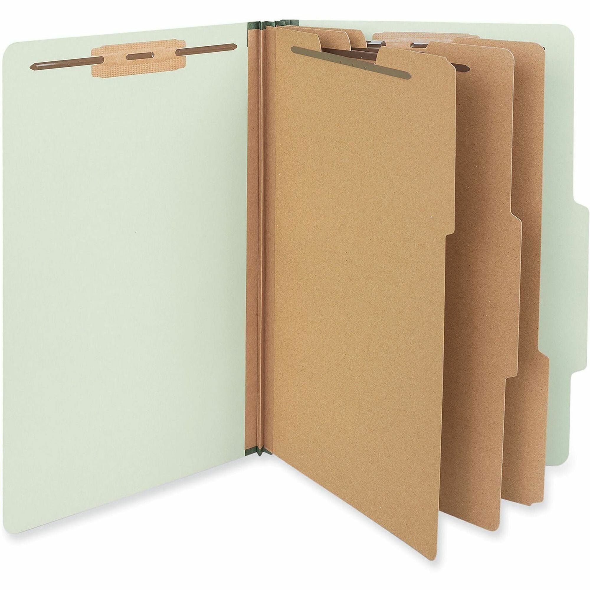 Universal 2/5 Tab Cut Legal Classification Folder - 8 1/2" x 14" - 3" Expansion - 8 Fastener(s) - 2" Fastener Capacity - Top Tab Location - Right of Center Tab Position - 3 Divider(s) - Green - 10 Box