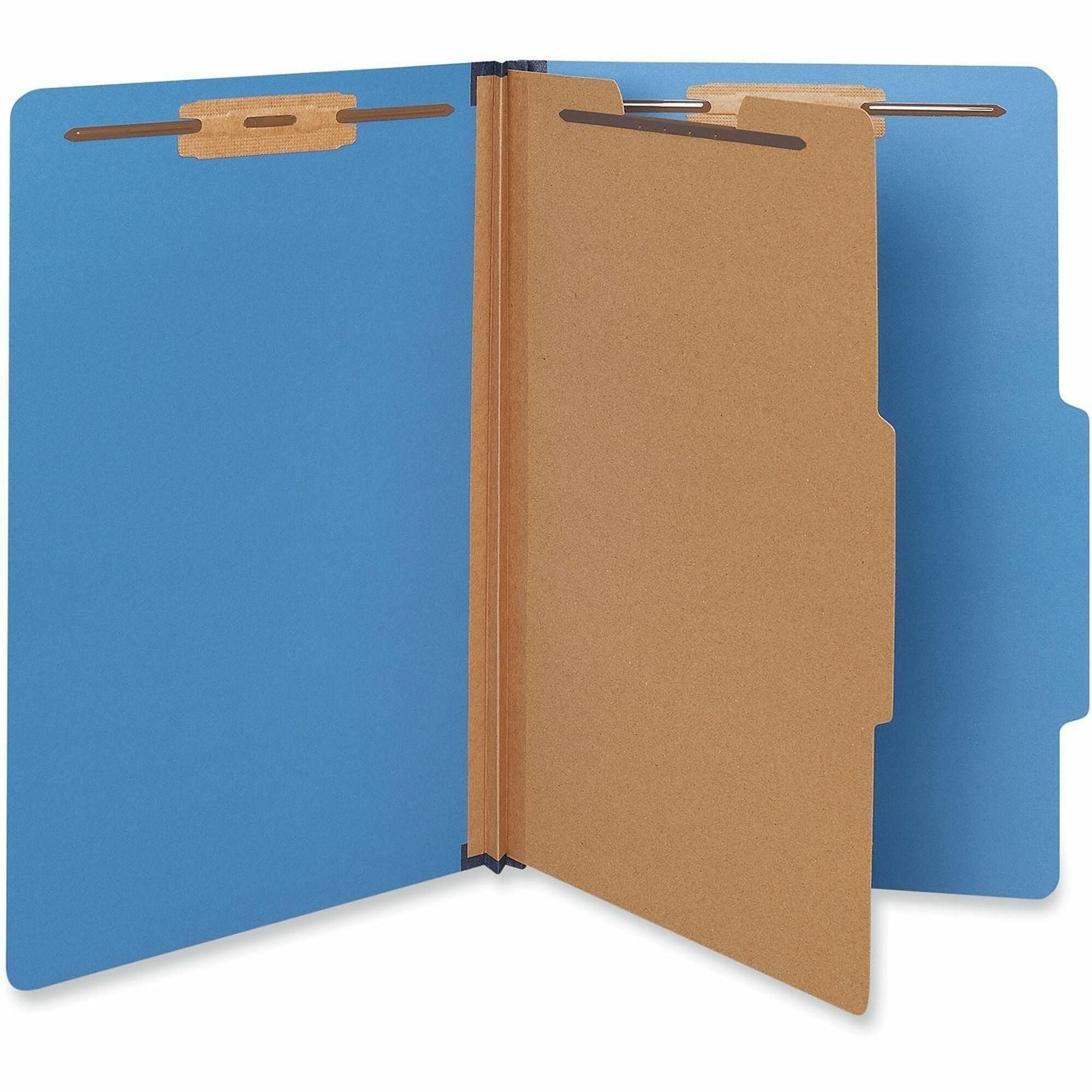Universal 2/5 Tab Cut Legal Classification Folder - 8 1/2" x 14" - 2" Expansion - 4 Fastener(s) - 2" Fastener Capacity - Top Tab Location - Right of Center Tab Position - 1 Divider(s) - Cobalt Blue - 10 Box