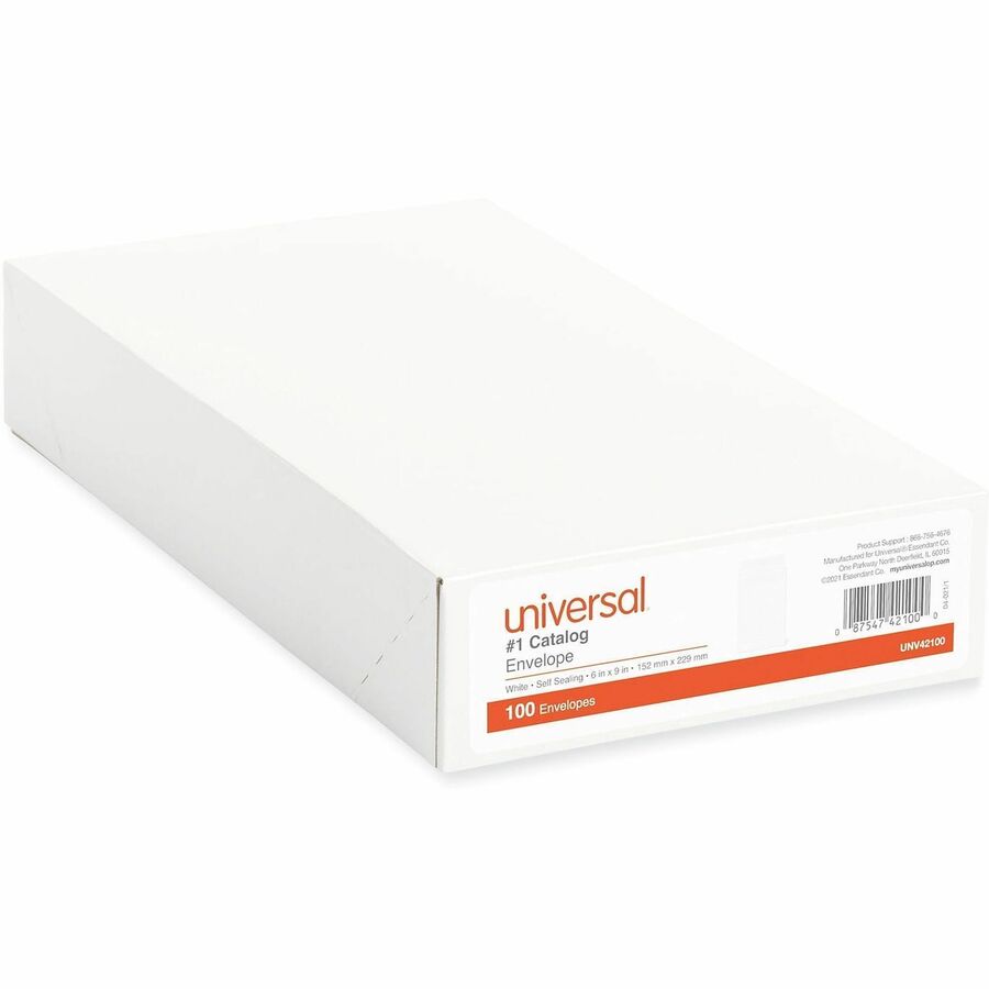 Universal Envelope - Catalog - #1 - 28 lb - Self Adhesive - White - Paper Stock - 100 / Box