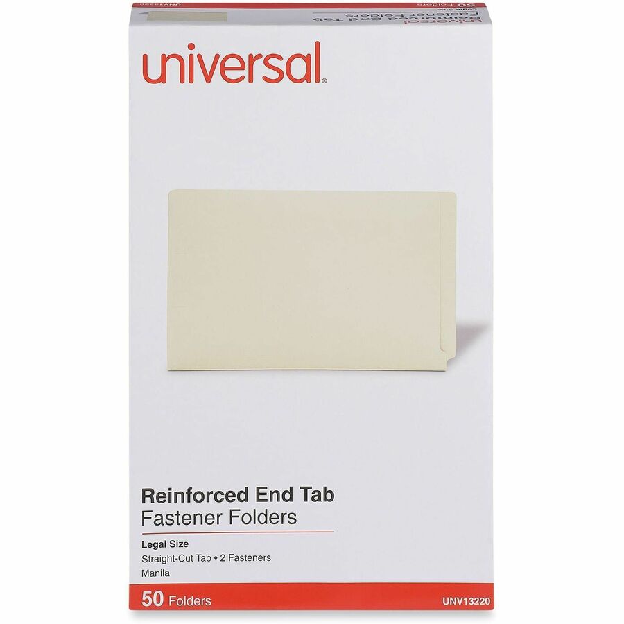 Universal Straight Tab Cut Legal Classification Folder - 8 1/2" x 14" - 3/4" Expansion - 2 Fastener(s) - 2" Fastener Capacity - End Tab Location - Manila - 50 Box