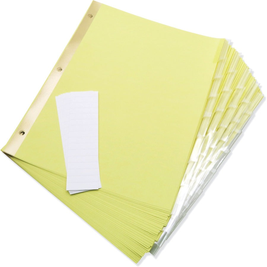 Universal Index Divider - 8 Side Tab(s) - 8.5" Divider Width x 11" Divider Length - 3 Hole Punched - Buff Paper Divider - Clear Plastic Tab(s) - Recycled - Customizable, Double-sided, Gold Reinforced Binding Edge - 6 Set