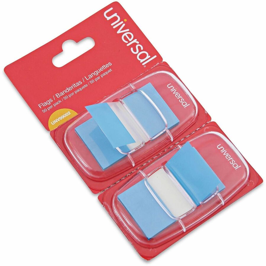 Universal Flag - 100 - Rectangle - Blue - Removable, Self-stick, Pop-up, Repositionable - Dispenser Included - 100 / Pack