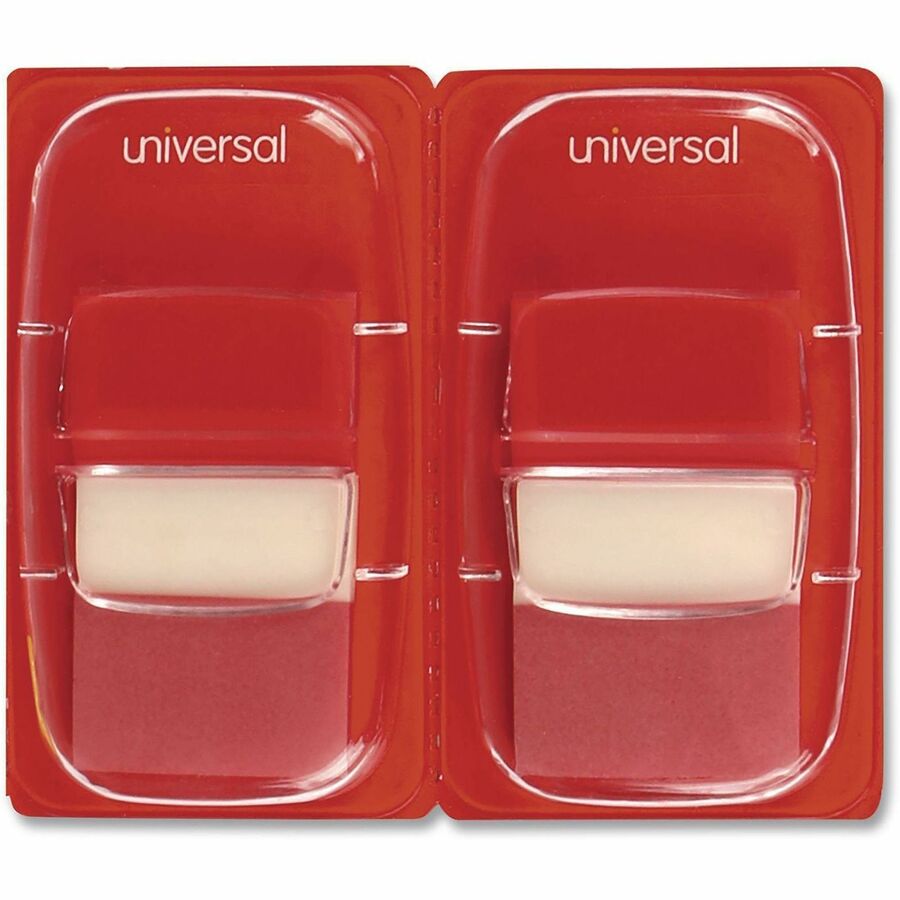 Universal Flag - 100 - Rectangle - Red - Removable, Self-stick, Pop-up, Repositionable - Dispenser Included - 100 / Pack