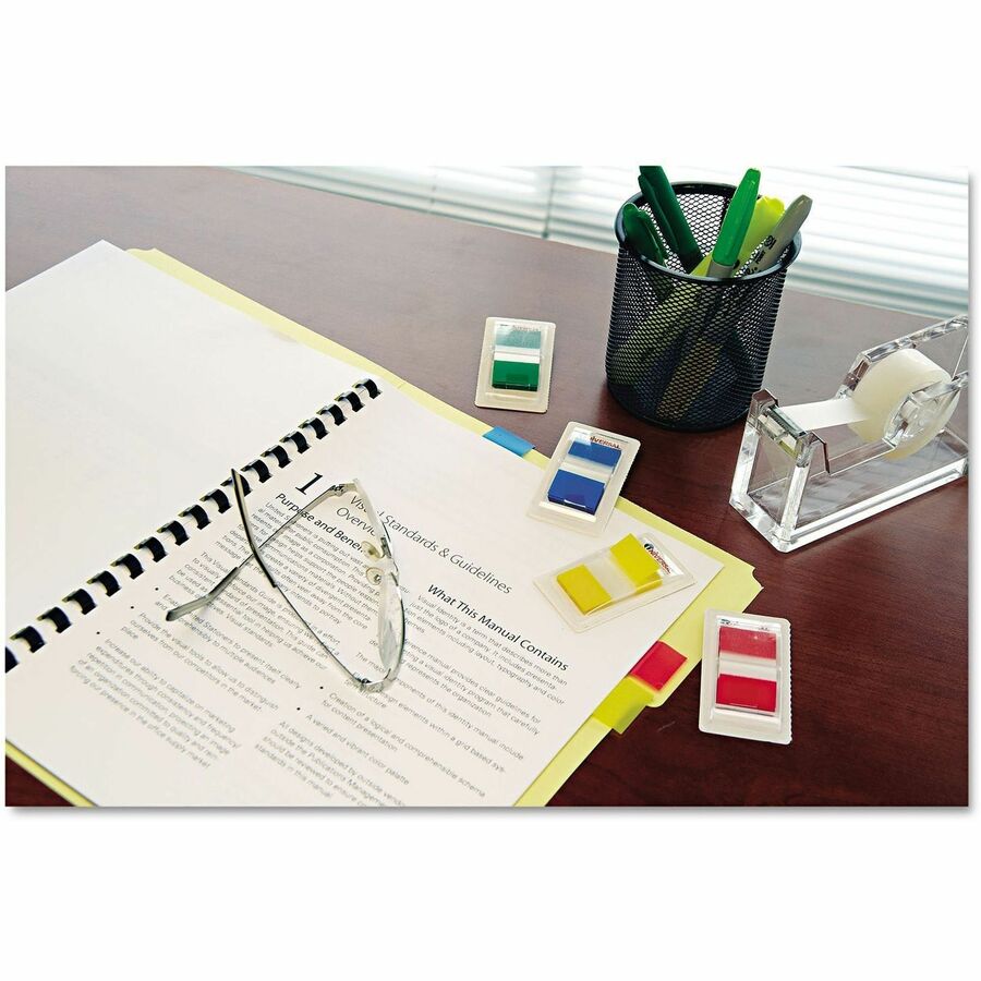 Universal Flag - 100 - Rectangle - Red - Removable, Self-stick, Pop-up, Repositionable - Dispenser Included - 100 / Pack