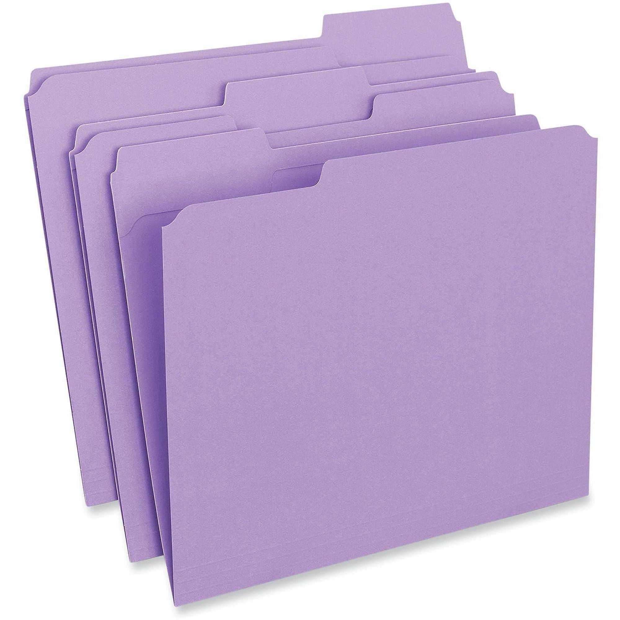 Universal 1/3 Tab Cut Letter Top Tab File Folder - 8 1/2" x 11" - 1" Expansion - Assorted Tab Position - 11 pt. - Stock - 100 Box