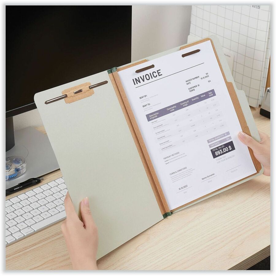 Universal 2/5 Tab Cut Letter Classification Folder - 8 1/2" x 11" - 2" Expansion - 6 Fastener(s) - 2" Fastener Capacity - Top Tab Location - Right of Center Tab Position - 2 Divider(s) - Gray - 10 Box