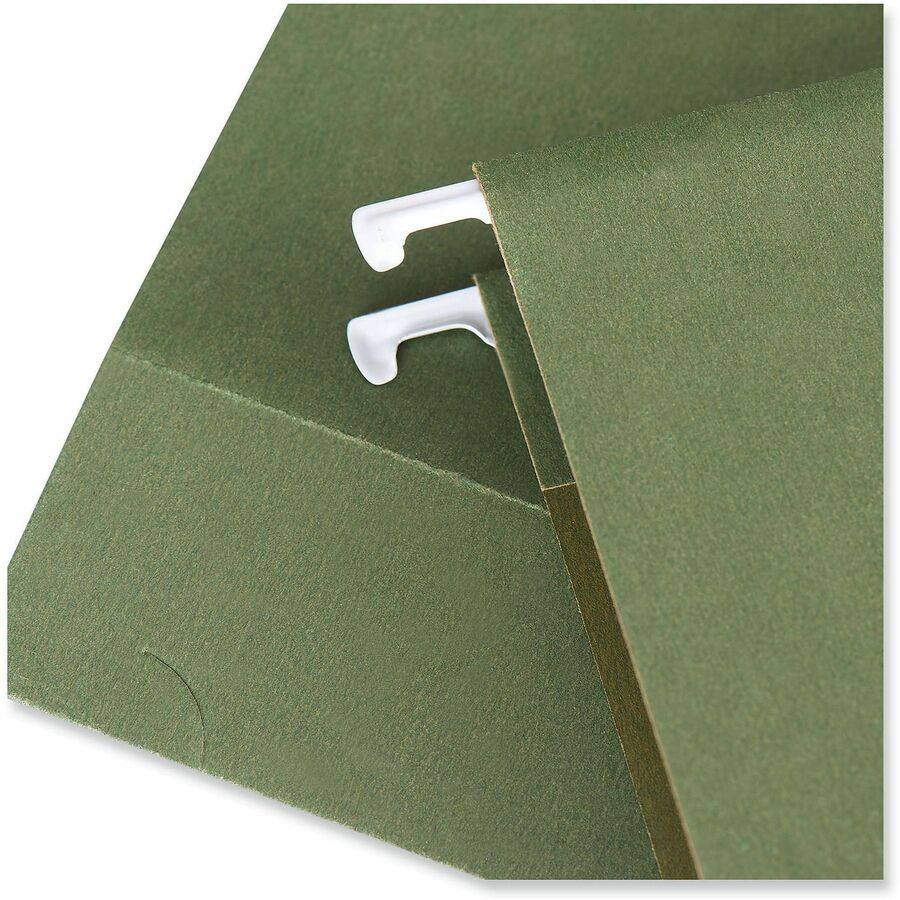 Universal 1/5 Tab Cut Letter Hanging Folder - 8 1/2" x 11" - 2" Expansion - Assorted Tab Position - 11 pt. - Stock - Standard Green - 25 Box