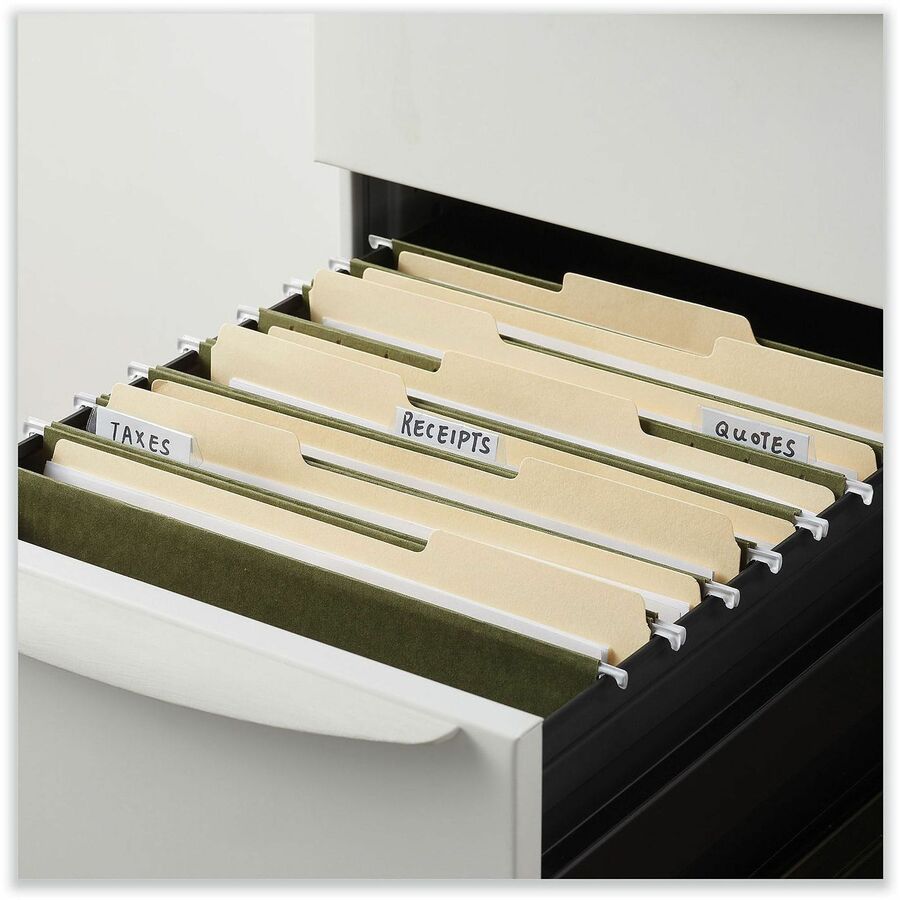 Universal 1/5 Tab Cut Letter Hanging Folder - 8 1/2" x 11" - 2" Expansion - Assorted Tab Position - 11 pt. - Stock - Standard Green - 25 Box