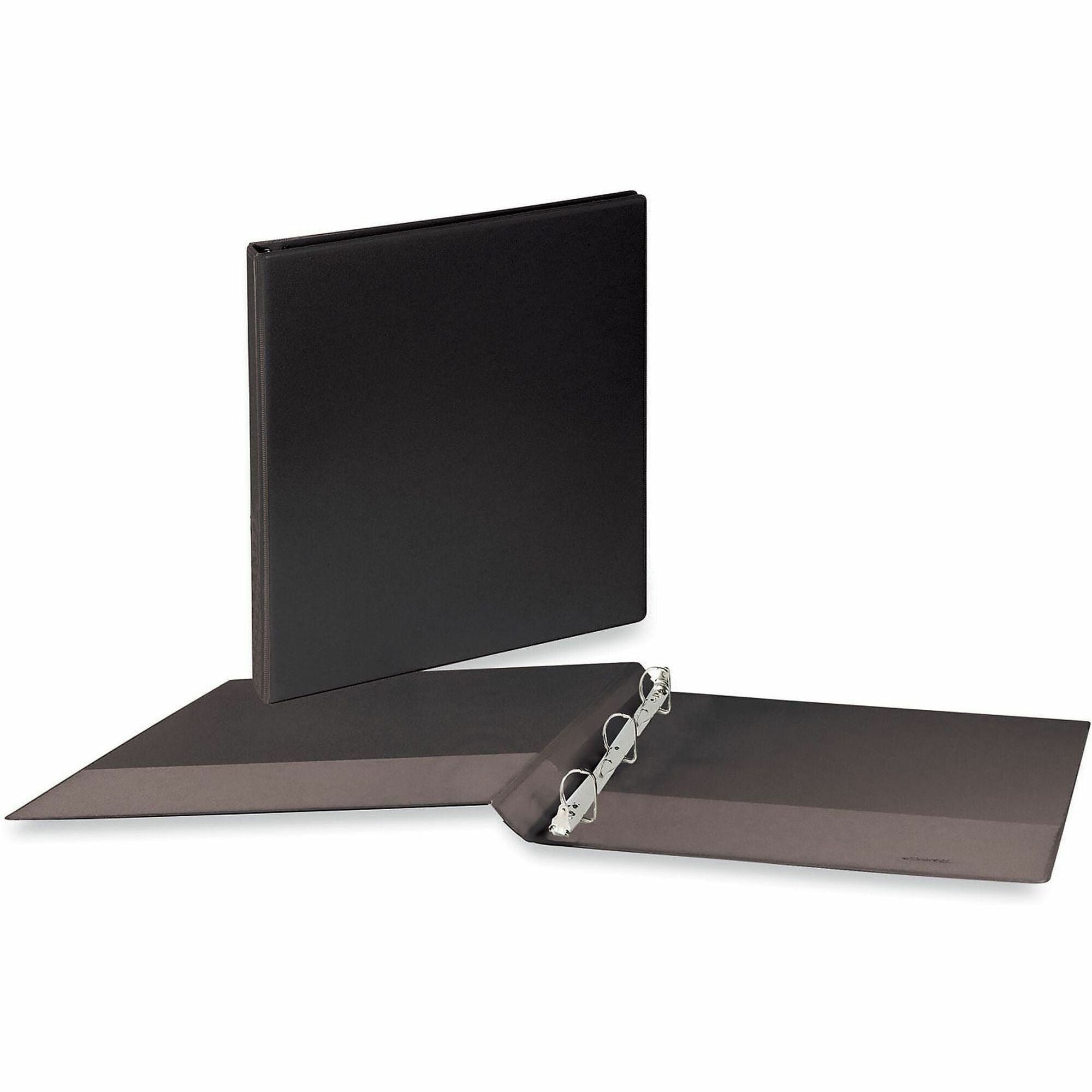 Universal Slant D-Ring View Binder, 3 Rings, 0.5" Capacity, 11 x 8.5, Black - 1/2" Binder Capacity - Letter - 8 1/2" x 11" Sheet Size - 120 Sheet Capacity - 3 Ring(s) - Fastener(s): Ring - Pocket(s): 2, Inside Front & Back - Polypropylene - Black - Non...