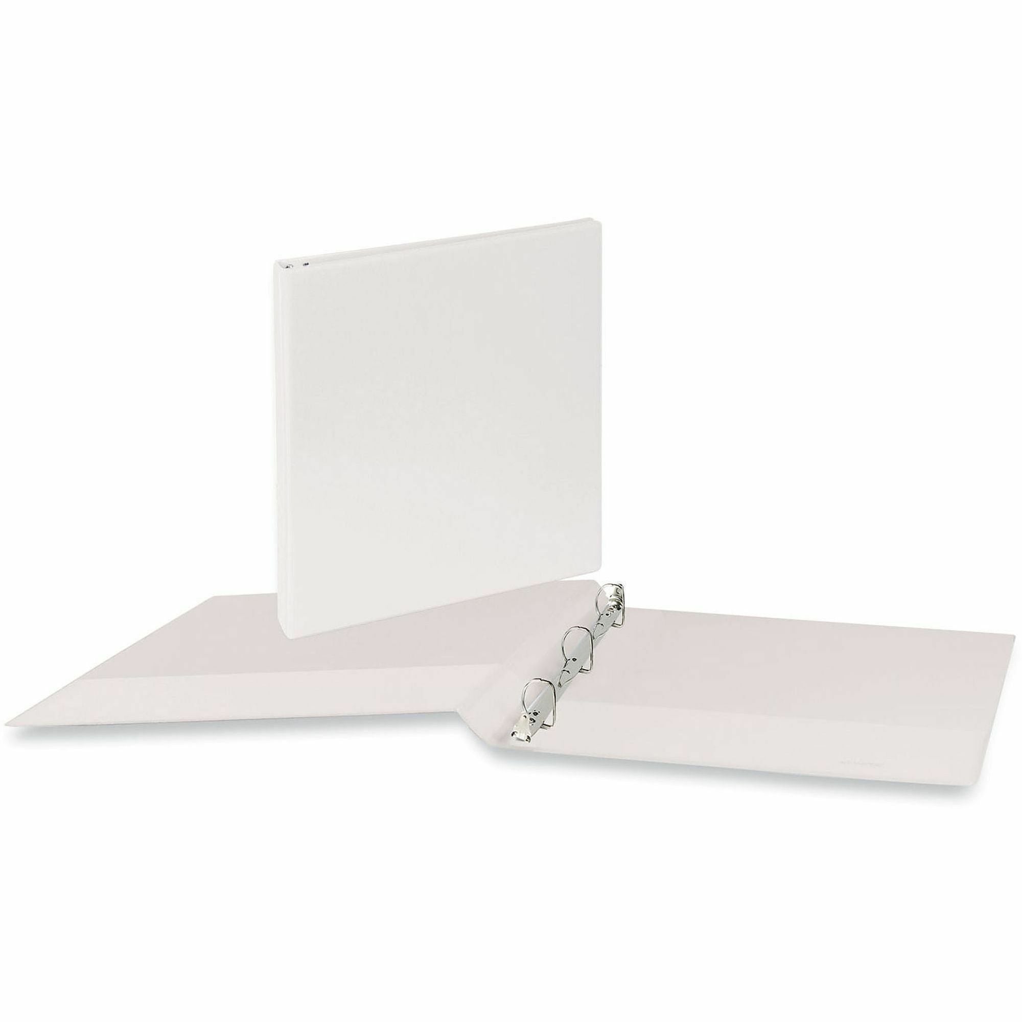 Universal Slant D-Ring View Binder, 3 Rings, 0.5" Capacity, 11 x 8.5, White - 1/2" Binder Capacity - Letter - 8 1/2" x 11" Sheet Size - 120 Sheet Capacity - 3 Ring(s) - Fastener(s): Ring - Pocket(s): 2, Inside Front & Back - Polypropylene - White - Non...