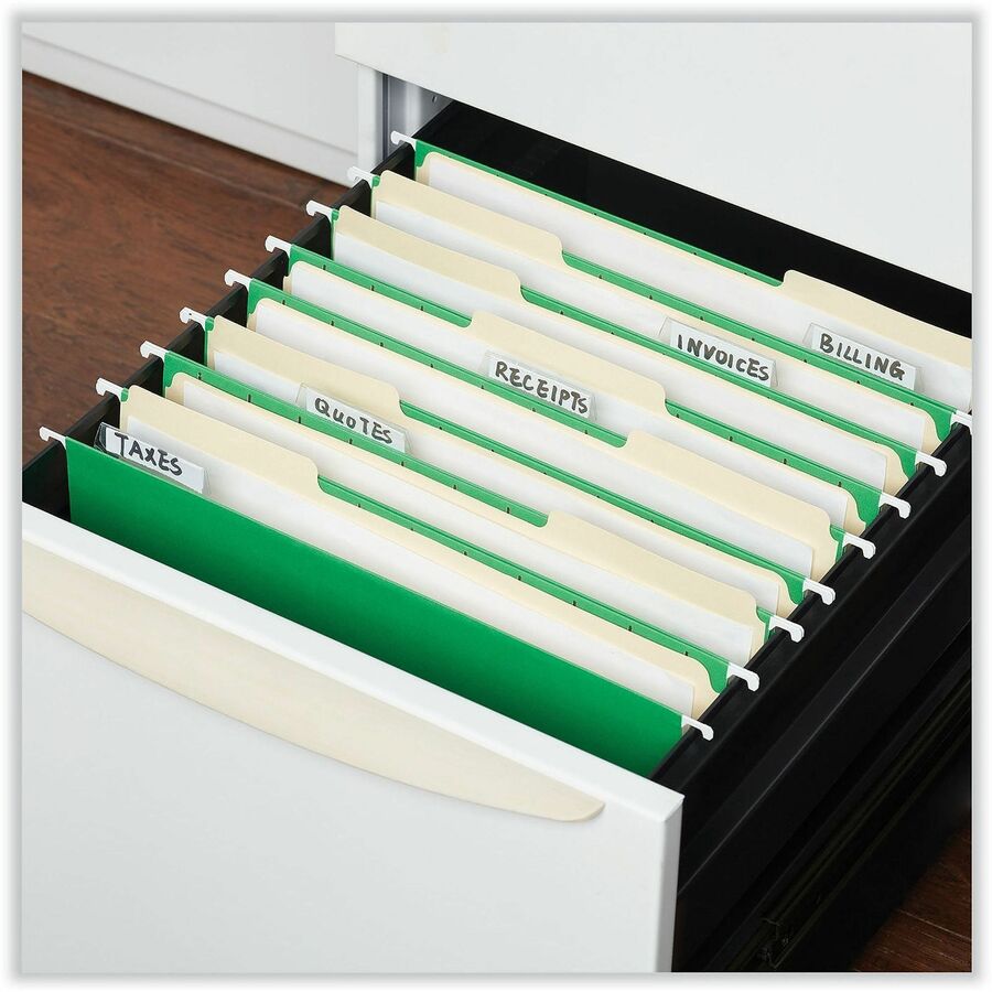 Universal 1/5 Tab Cut Letter Hanging Folder - 8 1/2" x 11" - Assorted Tab Position - 11 pt. - Stock - Bright Green - 25 Box