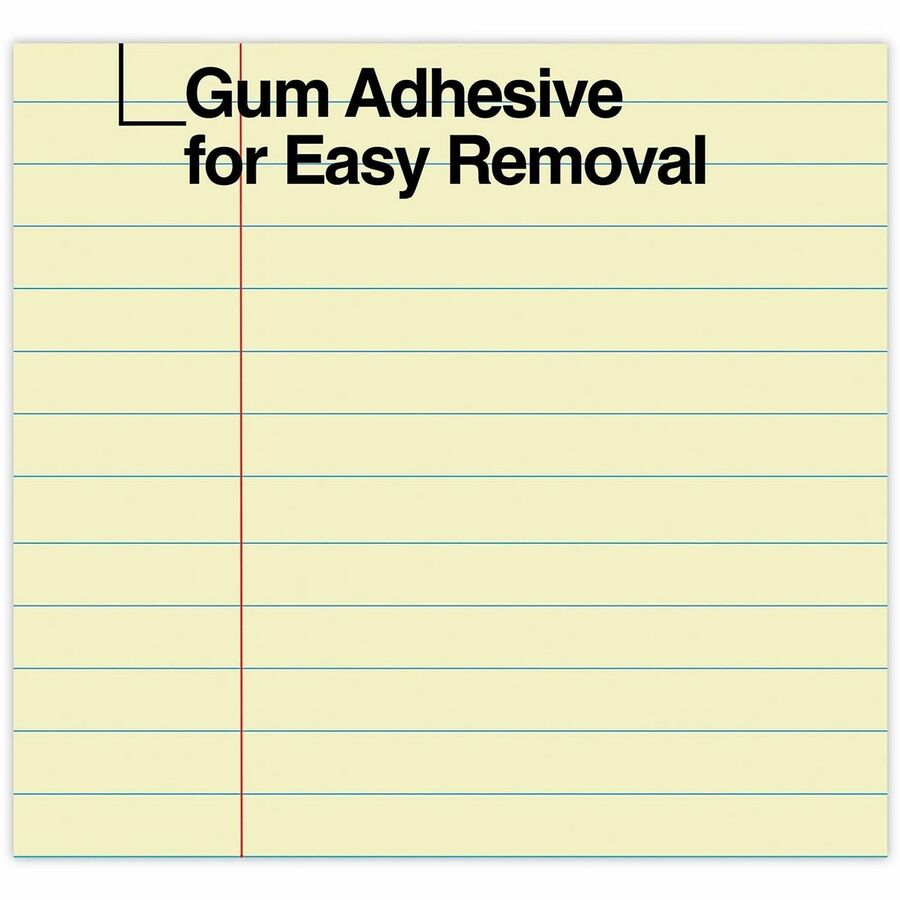 Universal Glue Top Pads, Wide/Legal Rule, 50 Canary-Yellow 8.5 x 11 Sheets, Dozen - 1 Subject(s) - 50 Sheets - Glued - Wide Ruled, Legal Ruled Front Ruling - 16 lb Basis Weight - 11" Height x 8.5" Width - Canary Paper - Chipboard Cover - 1 Dozen