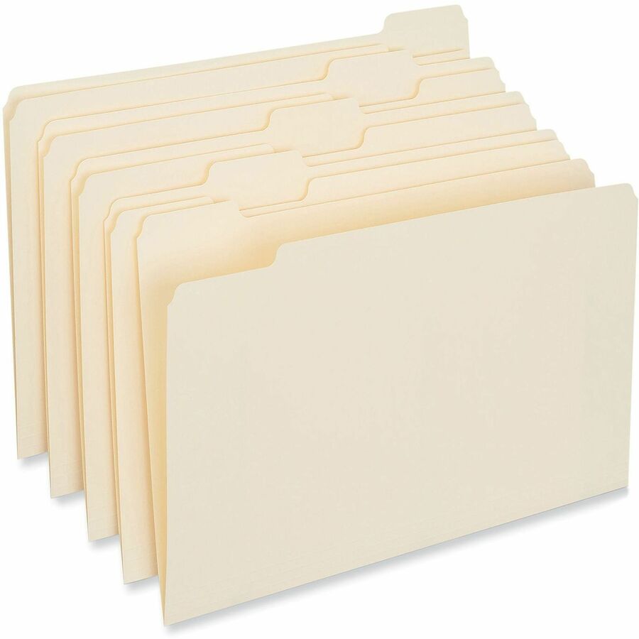 Universal 1/5 Tab Cut Letter Top Tab File Folder - 8 1/2" x 11" - 3/4" Expansion - Assorted Tab Position - 11 pt. - Manila - 100 Box