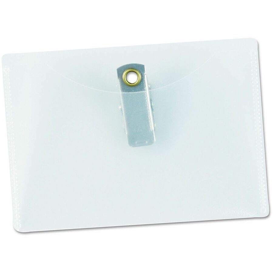 Universal Name Badge Holder - Horizontal - Plastic - Clear - 50 / Box
