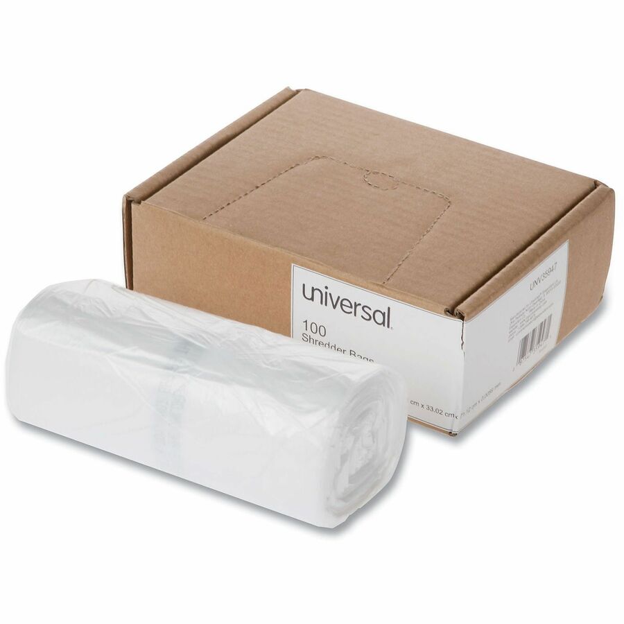 Universal Shredder Bag - 16 gal - 28" Height x 13" Width x 13" Depth - High-density Polyethylene (HDPE) Resin - Clear - 100 / Box