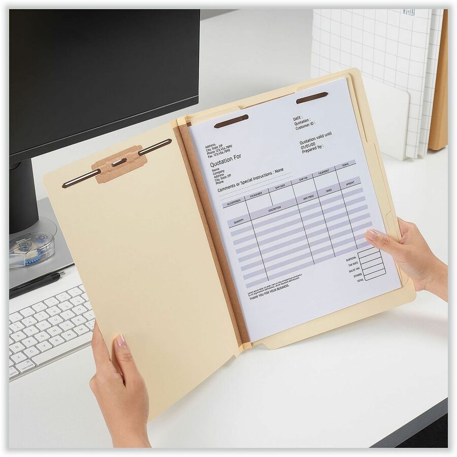 Universal Straight Tab Cut Letter Classification Folder - 8 1/2" x 11" - 2" Expansion - 6 Fastener(s) - 2" Fastener Capacity - End Tab Location - 2 Divider(s) - Manila - 10 Box