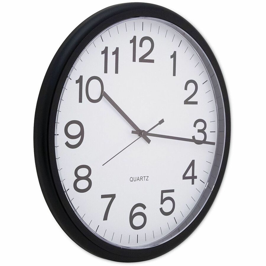 Universal Wall Clock - Analog - Quartz - White Main Dial - Black Case - Plastic
