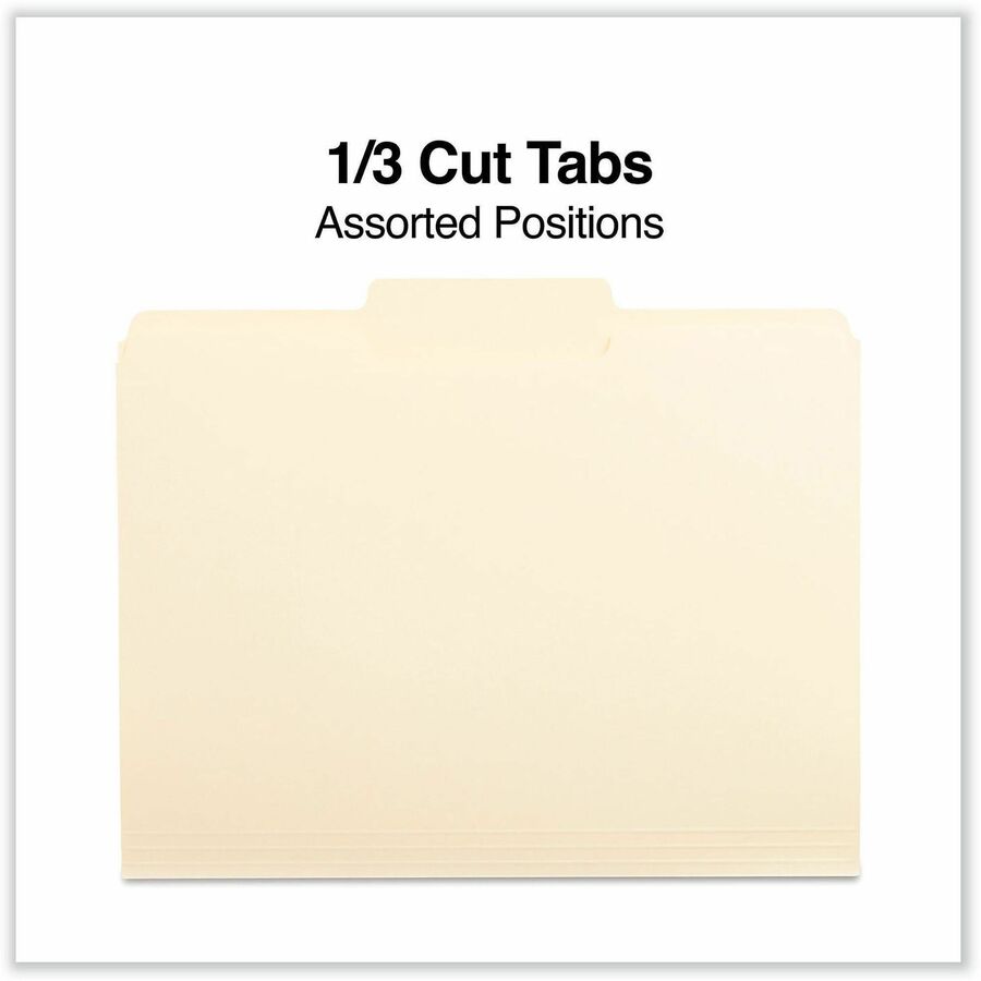Universal 1/3 Tab Cut Letter Top Tab File Folder - 8 1/2" x 11" - 3/4" Expansion - Center Tab Position - 11 pt. - Manila - 100 Box