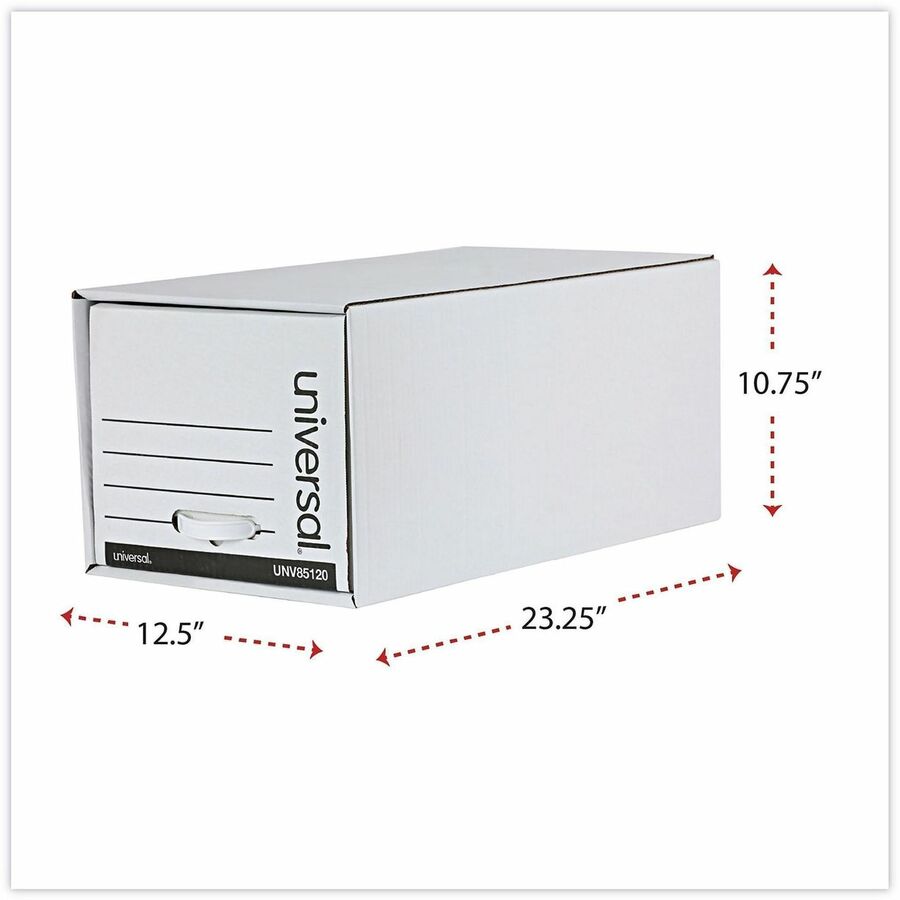 Universal Economy Storage Drawer Files, Letter Files, White, 6/Carton - Internal Dimensions: 12.50" Width x 23.25" Depth x 10.75" Height - Media Size Supported: Letter - Medium Duty - Corrugated Fiberboard - White - For Box File - 6 / Carton