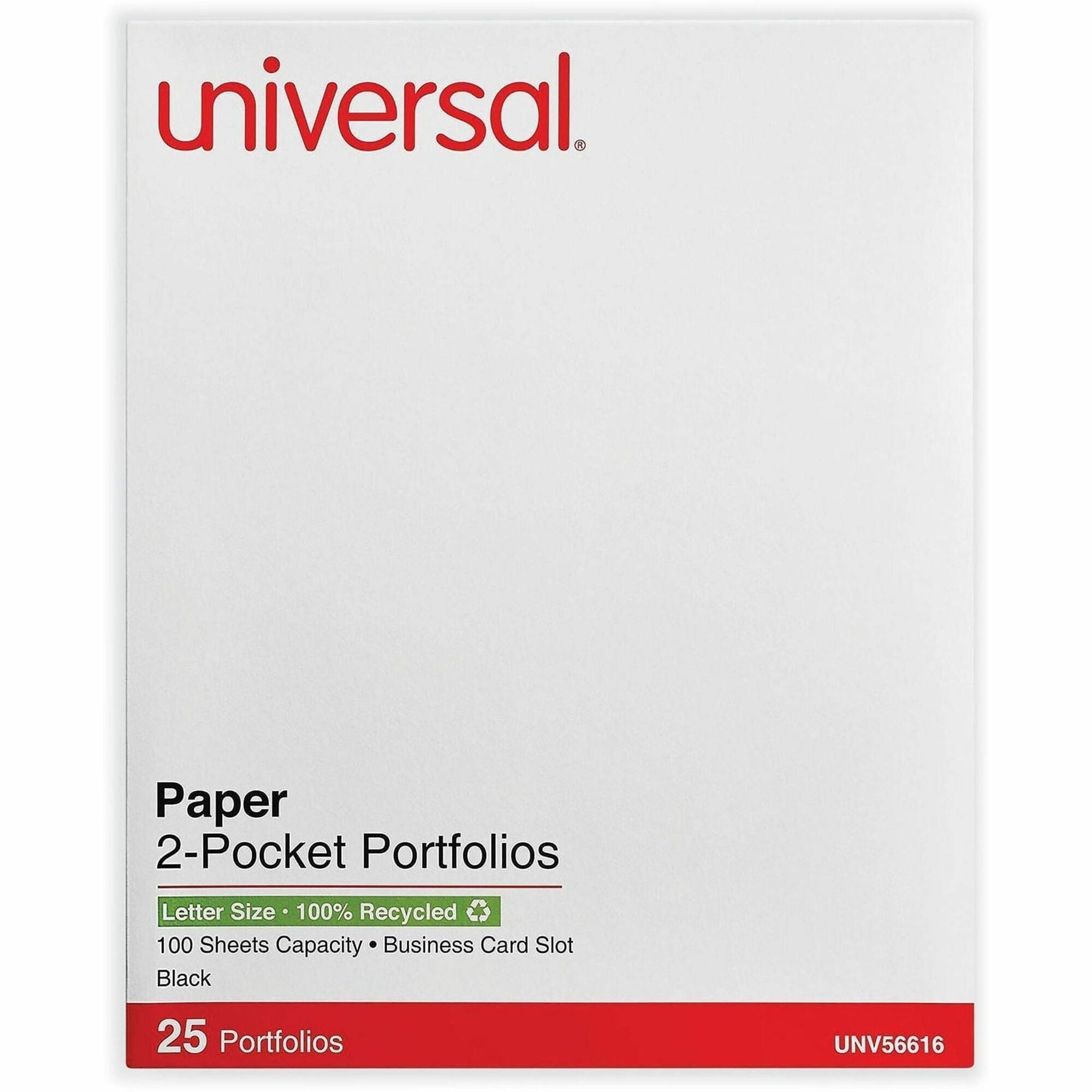 Universal Pocket Folder - 11" x 8 1/2" - 2 Inside Front & Back Pocket(s) - 25 Box