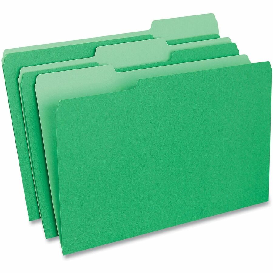 Universal 1/3 Tab Cut Legal Top Tab File Folder - 8 1/2" x 14" - Assorted Tab Position - 11 pt. - Stock - 100 Box