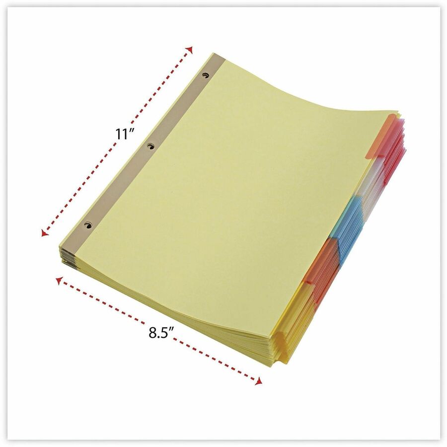 Universal Index Divider - 5 Side Tab(s) - Letter - 8.50" Width x 11" Length - 3 Hole Punched - Buff Paper Divider - Assorted Plastic Tab(s) - Recycled - Customizable, Double-sided, Gold Reinforced Binding Edge - 24 Set