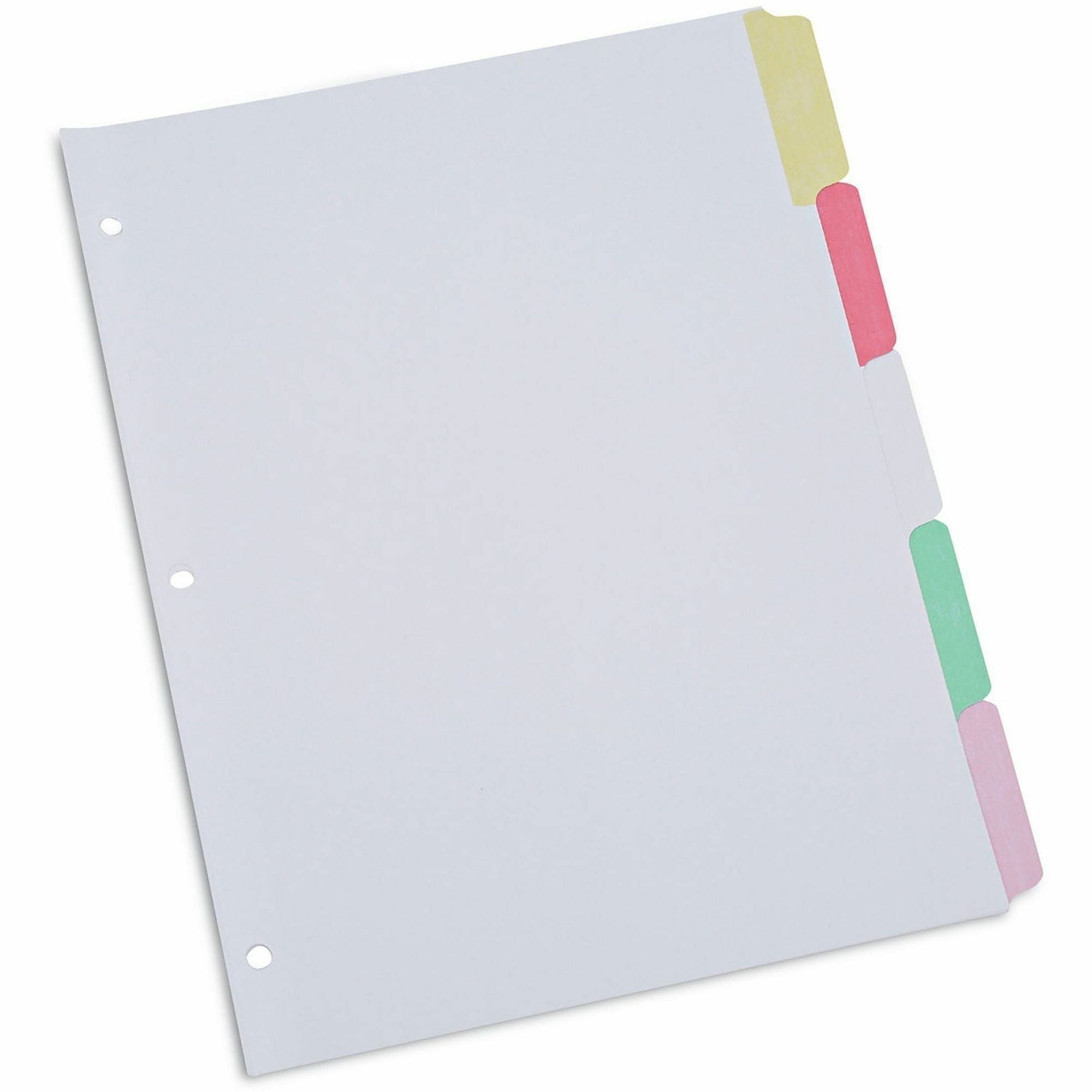 Universal Deluxe Write-On/Erasable Tab Index, 5-Tab, 11 x 8.5, White, Assorted Tabs, 1 Set - 5 Write-on Side Tab(s) - 5 Tab(s)/Set - Letter - 8.50" Width x 11" Length - 3 Hole Punched - White Paper Divider - Assorted Paper Tab(s) - Recycled - Customiza...