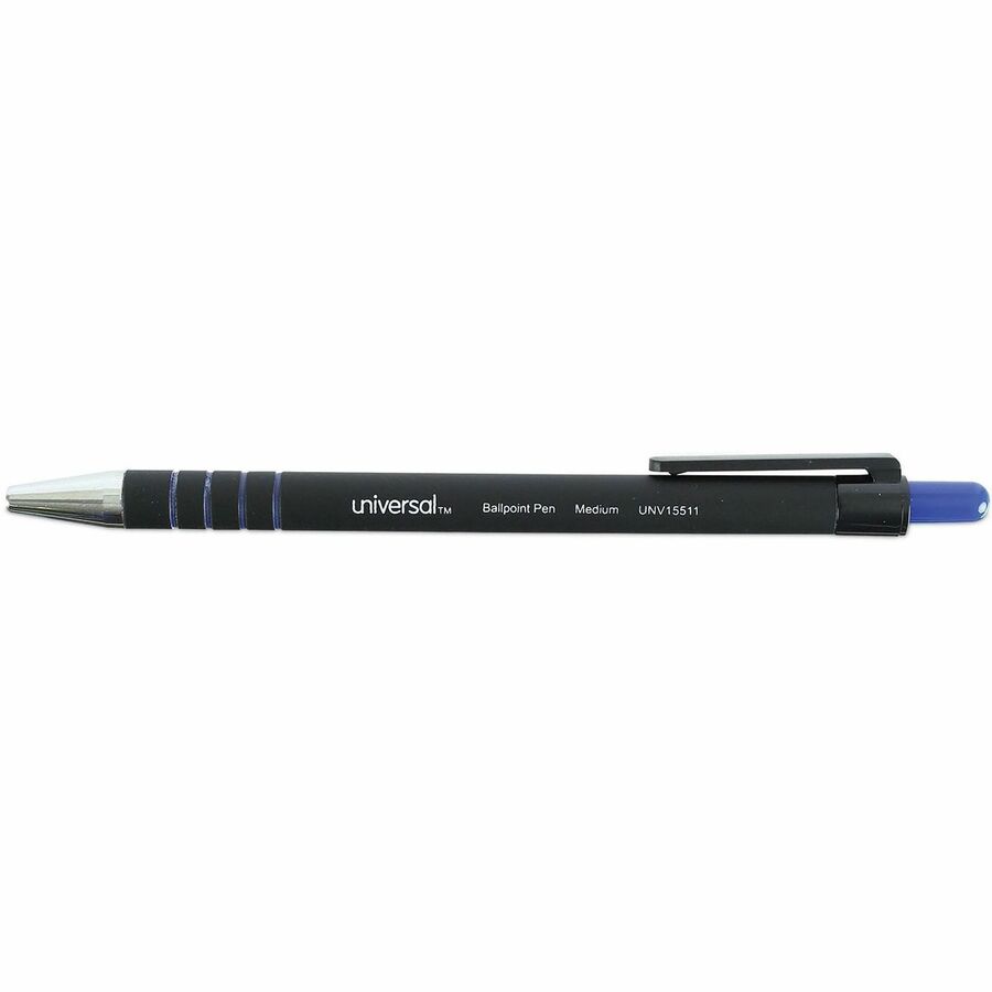 Universal Ballpoint Pen, Retractable, Medium 1 mm, Blue Ink, Blue Barrel, Dozen - 1 mm Medium Conical Pen Point - Retractable - Blue Ink - Blue Barrel - 1 Dozen