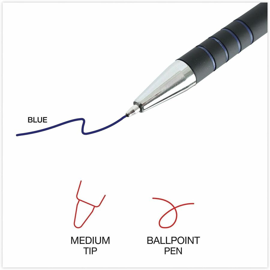Universal Ballpoint Pen, Retractable, Medium 1 mm, Blue Ink, Blue Barrel, Dozen - 1 mm Medium Conical Pen Point - Retractable - Blue Ink - Blue Barrel - 1 Dozen