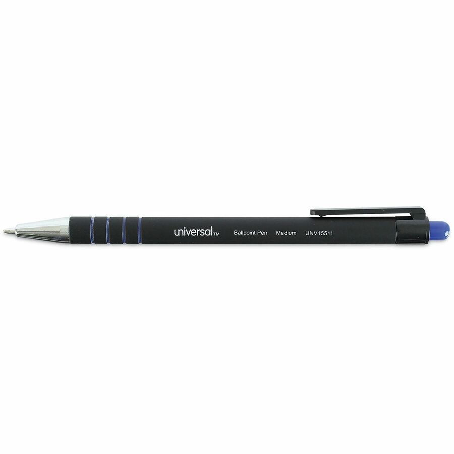 Universal Ballpoint Pen, Retractable, Medium 1 mm, Blue Ink, Blue Barrel, Dozen - 1 mm Medium Conical Pen Point - Retractable - Blue Ink - Blue Barrel - 1 Dozen