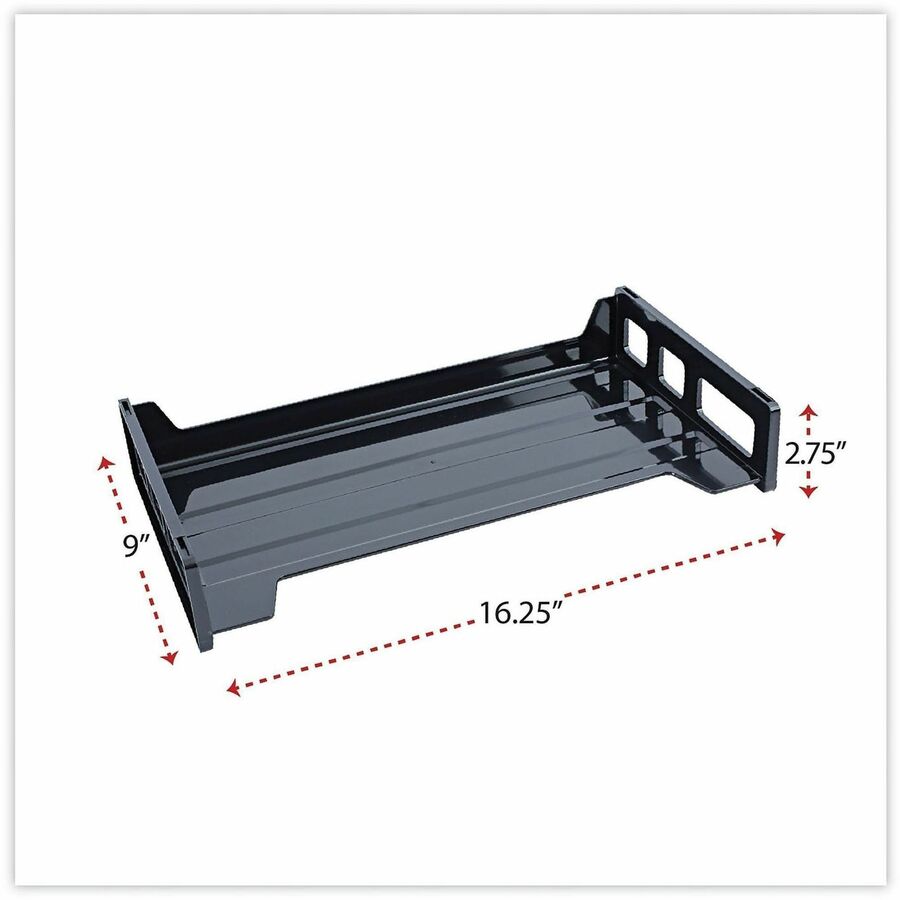 Universal Desk Tray - 2 Compartment(s) - 2.75" Height x 16.25" Width x 9" Depth - Black - Plastic - 2 Pack