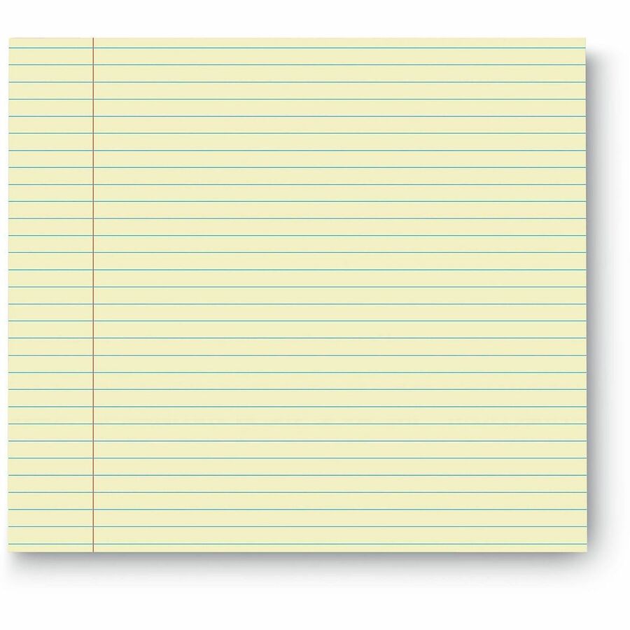 Universal Glue Top Pads, Narrow Rule, 50 Canary-Yellow 8.5 x 11 Sheets, Dozen - 1 Subject(s) - 50 Sheets - Glued - Narrow Ruled Front Ruling - 16 lb Basis Weight - 11" Height x 8.5" Width - Canary Paper - Chipboard Cover - 1 Dozen