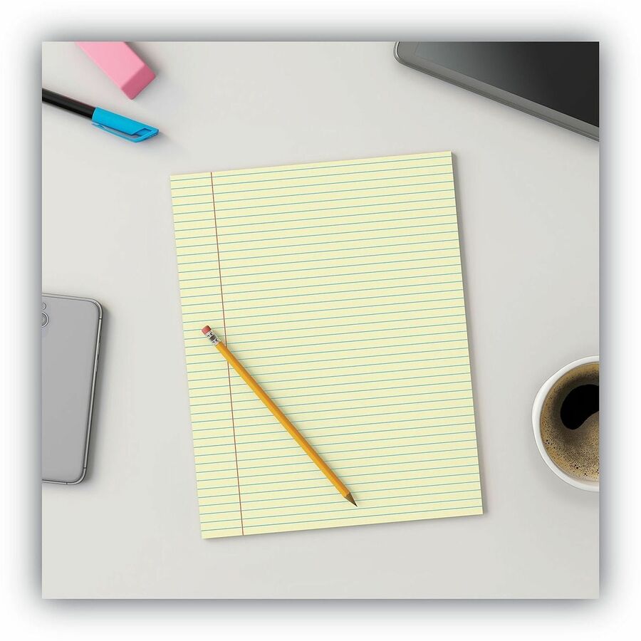 Universal Glue Top Pads, Narrow Rule, 50 Canary-Yellow 8.5 x 11 Sheets, Dozen - 1 Subject(s) - 50 Sheets - Glued - Narrow Ruled Front Ruling - 16 lb Basis Weight - 11" Height x 8.5" Width - Canary Paper - Chipboard Cover - 1 Dozen