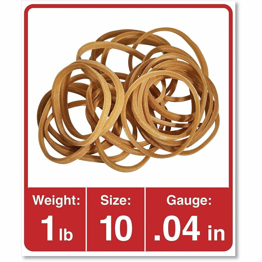 Universal Rubber Bands, Size 10, 0.04" Gauge, Beige, 1 lb Box, 3,400/Pack - Size: #10 - 1.3" Length x 0.1" Width - 6 lb/in - Rubber - Beige - 3400 / Pack