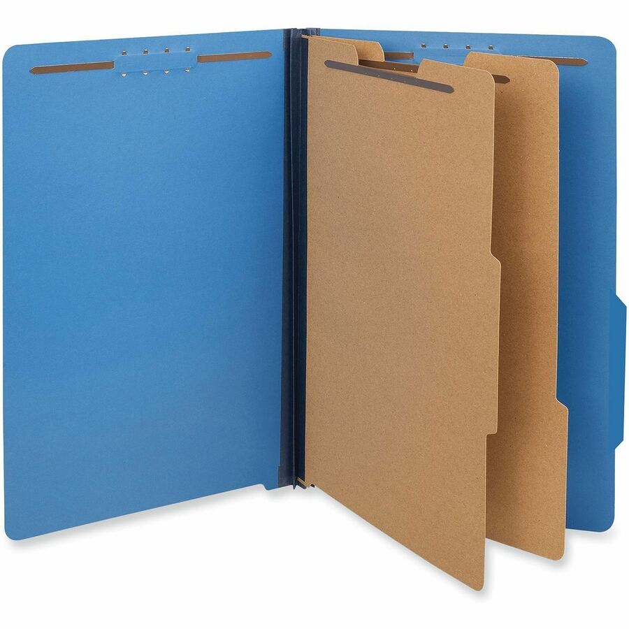 Universal 2/5 Tab Cut Legal Classification Folder - 8 1/2" x 14" - 2" Expansion - 6 Fastener(s) - 2" Fastener Capacity - Top Tab Location - Right of Center Tab Position - 2 Divider(s) - Cobalt Blue - 10 Box